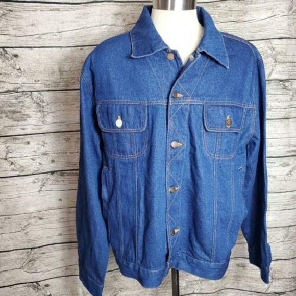 Scandia Woods Denim Jean Jacket Sz XL GRG Men Blue Button Down